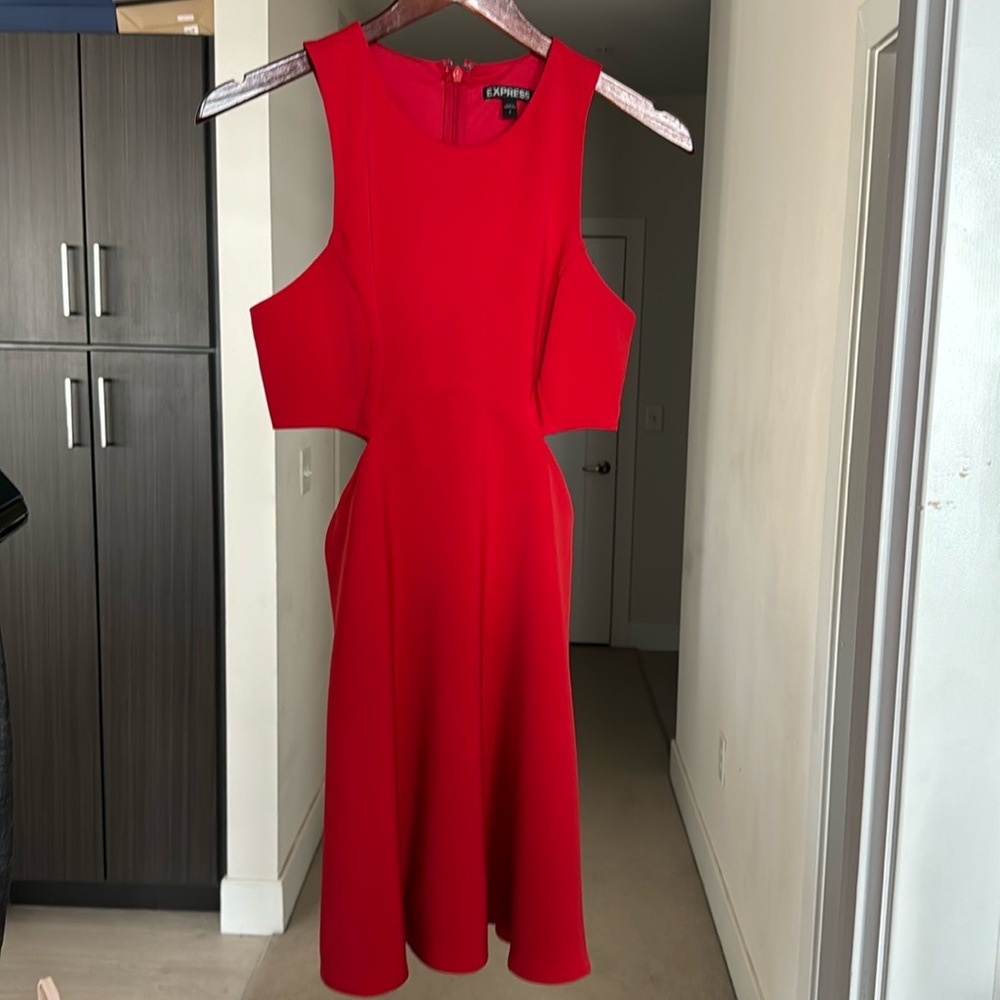 Express red-orange cut out summer dress
